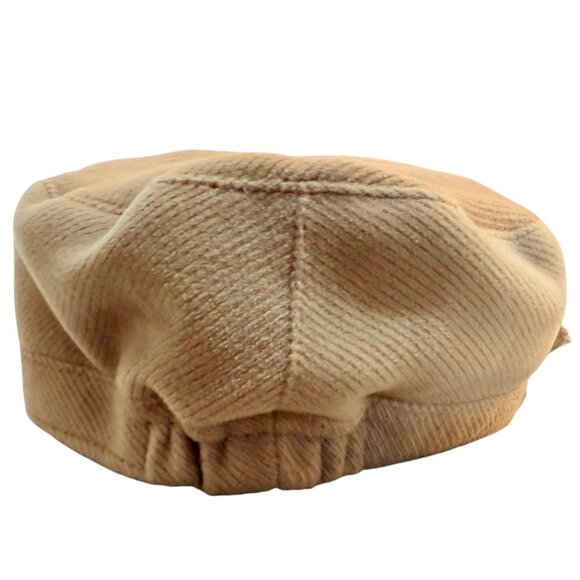 Scala Pronto Newsboy Cap Tan Corduroy Cabbie Style Hat Frayed Floral Made Italy - Picture 4 of 10